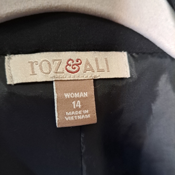 Roz & Ali Black One Button Career Office  Jacket Shoulder Pads – Womens Size 14 - Picture 7 of 8